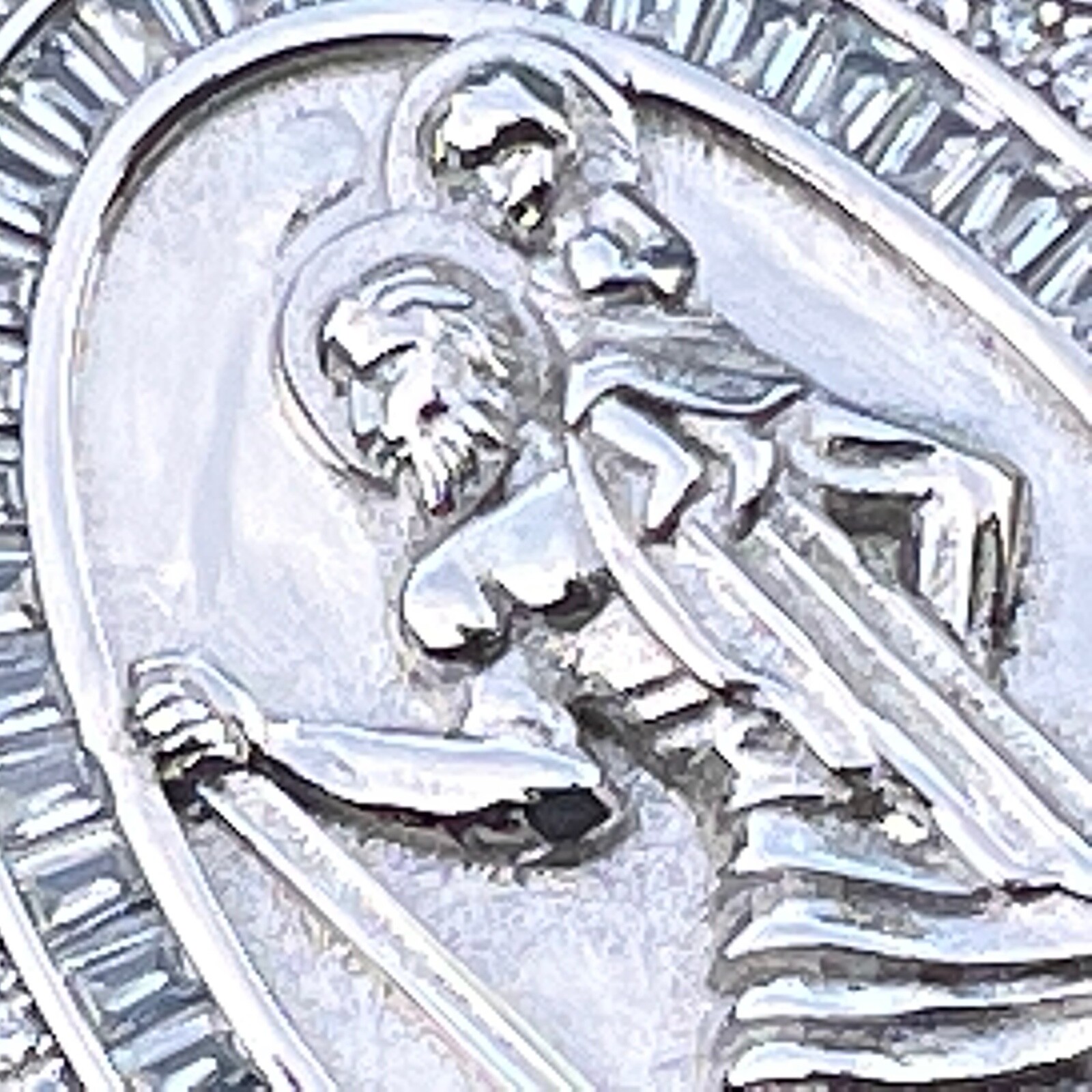 925 Sterling Silver St Saint Christopher Medal CZ San Cristobal Medalla Pendant