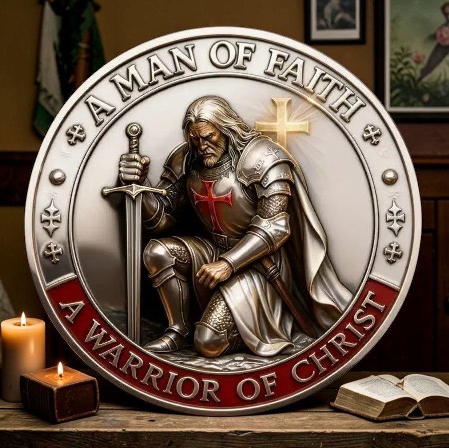 A Man of Faith A Warrior of Christ Relief Jesus Challenge Coin Christian Gift