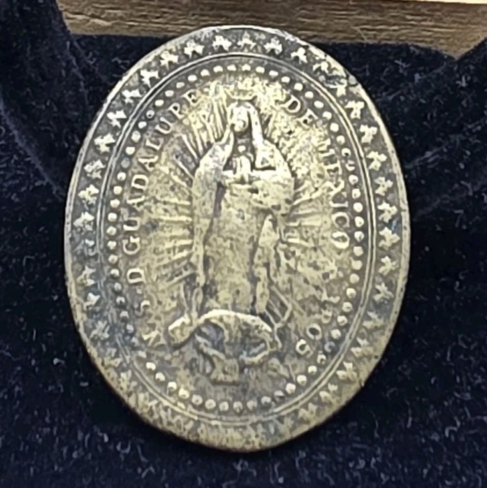 AWESOME DATED 1805 VIRGEN DE GUADALUPE MEXICO RELIGIOUS BRASS MEDAL “DUG”