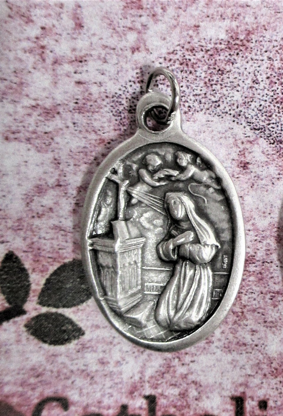 St. Saint Rita – Pray for Us – Italian Silver tone OX 1″ Medal