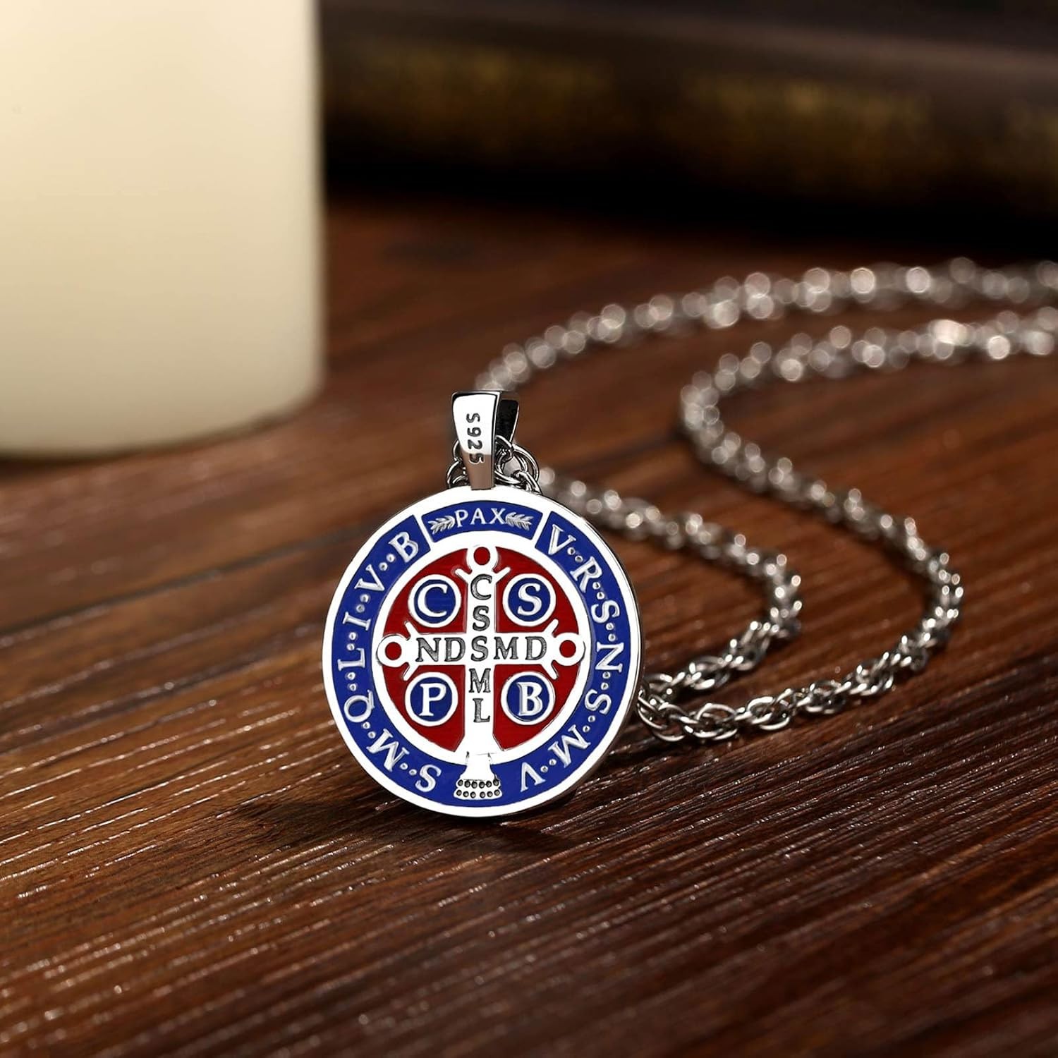 925 Sterling Silver St Benedict Necklace Medalla de San Benito Pendant Men Women