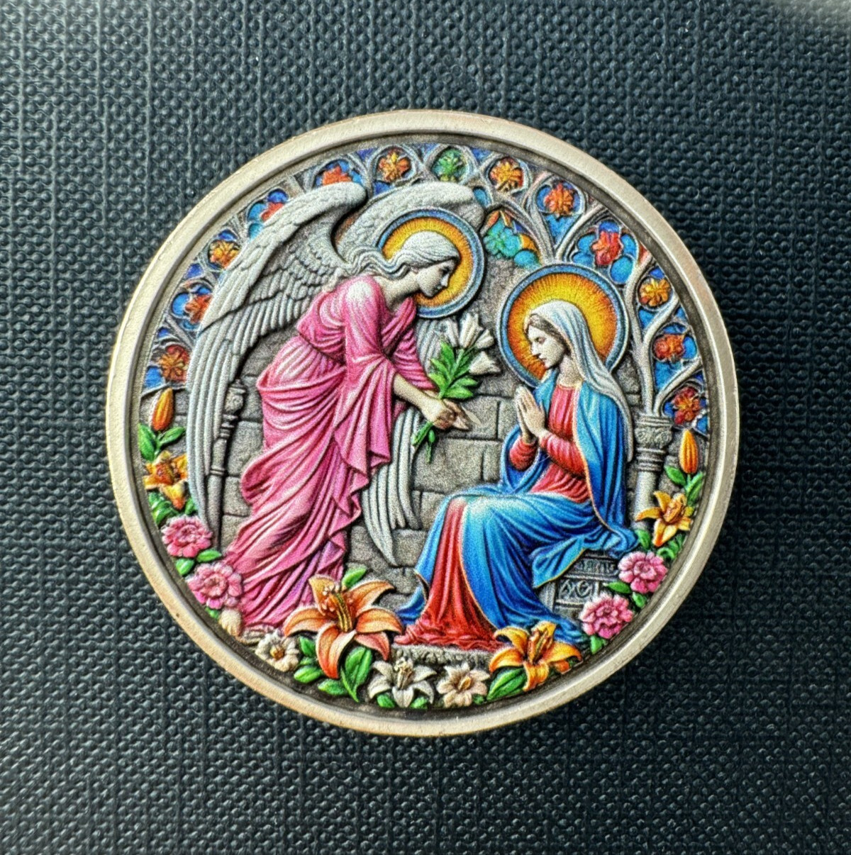 5pcs Christian Annunciation Challenge Coin Luke 1:49 Bible Verse Faith Coin Gift