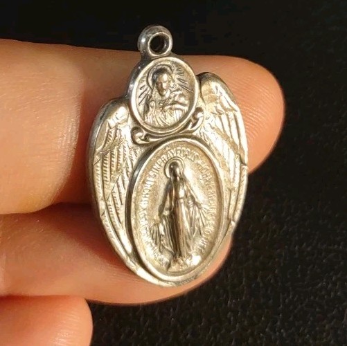 6.3 Grams Vintage Saint Mary & Jesus HMH Medal Sterling Silver 925 Charm