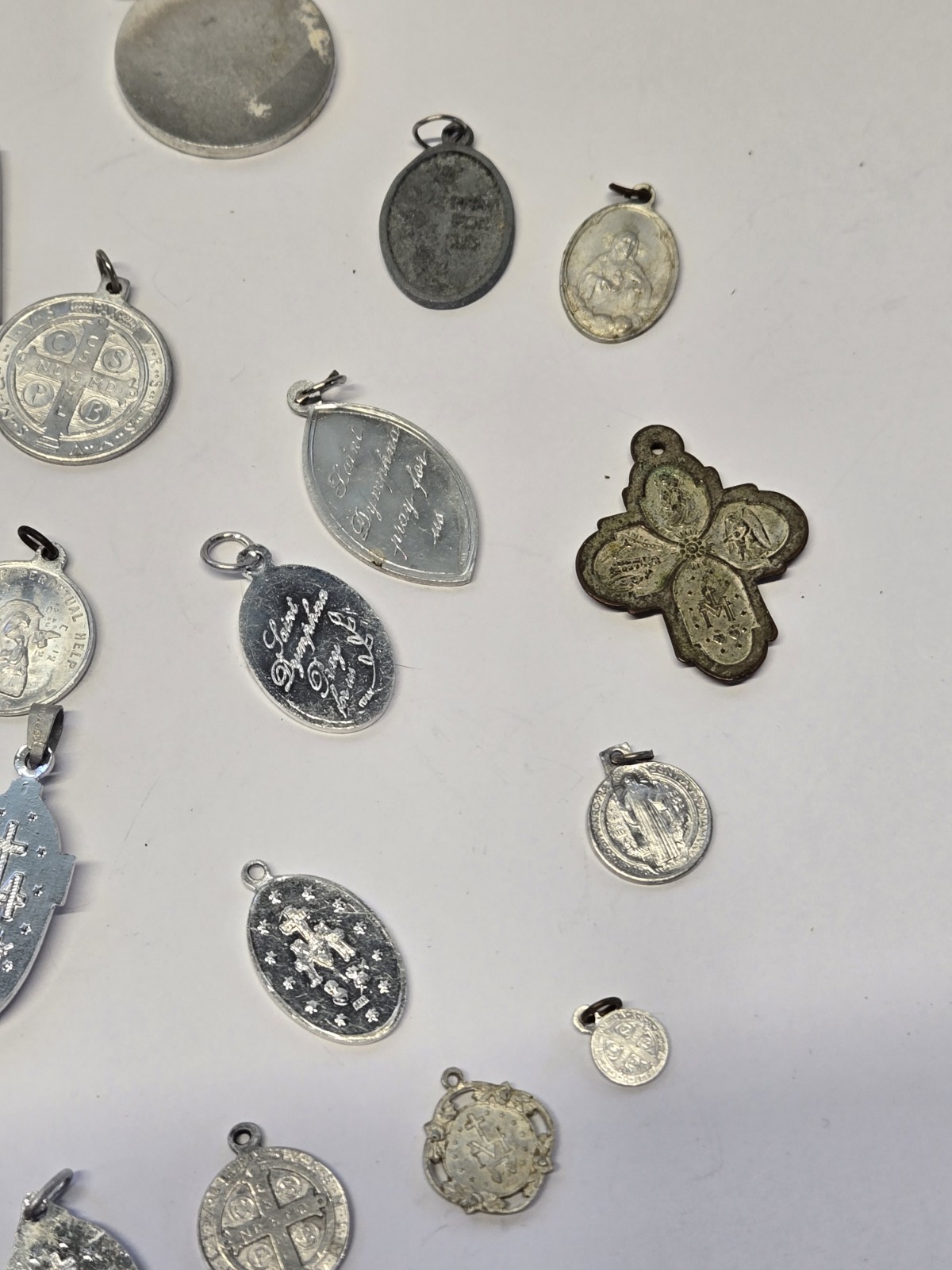 Vintage 39 Piece Lot Aluminum Catholic Medals Half Marked Italy France Germany