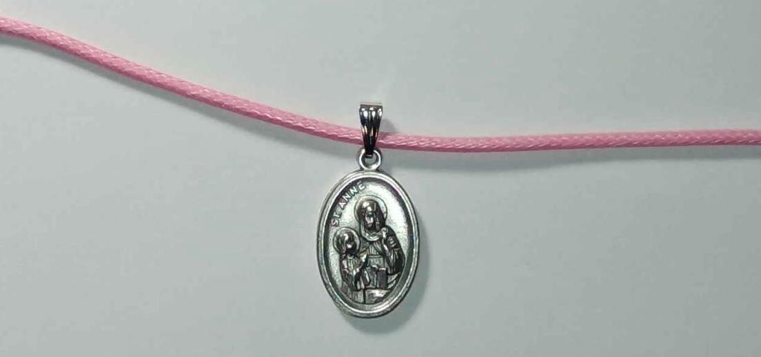 Lovely Pink Necklace, Quality St. Anne & Mary Holy Medal, Gift for a Sweet Girl