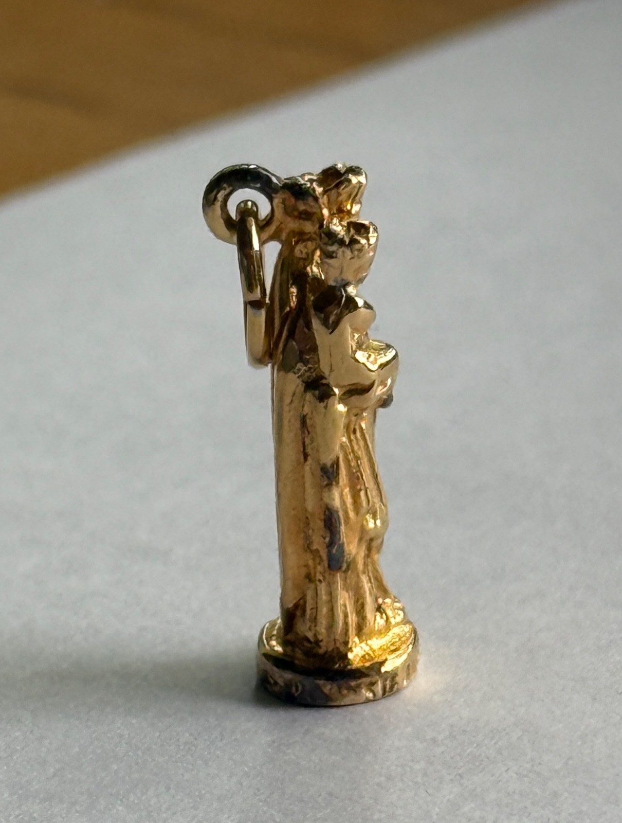 Vintage Pocket Shrine St Anne De Beaupre Gold Plated Sterling Silver Pendant LS