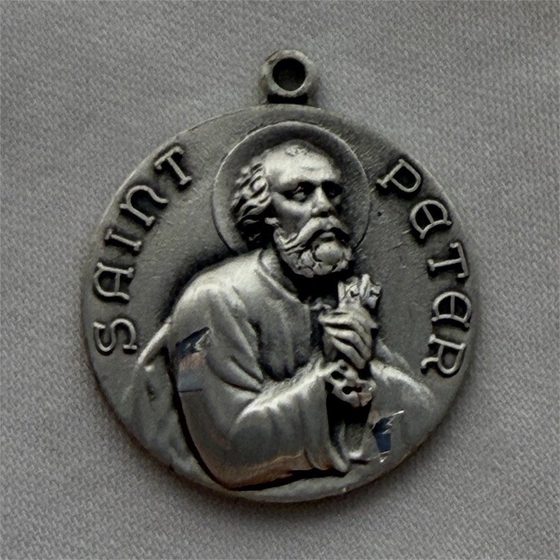 Vintage Sterling silver Saint Peter Pendant GC maker mark