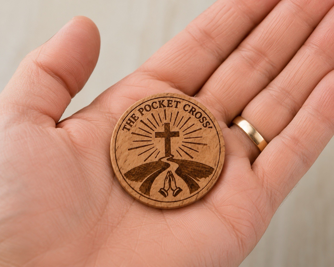Religious Cross Prayer Faith Token Daily Faith Reminder Christian Gift w/Pouch.