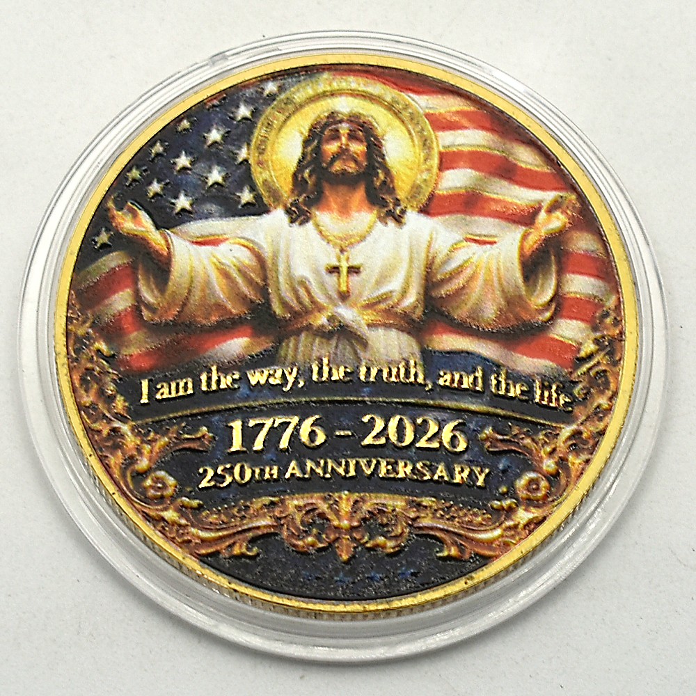 Jesus American Flag 250th Anniversary Commemorative Coin – Christian Gift