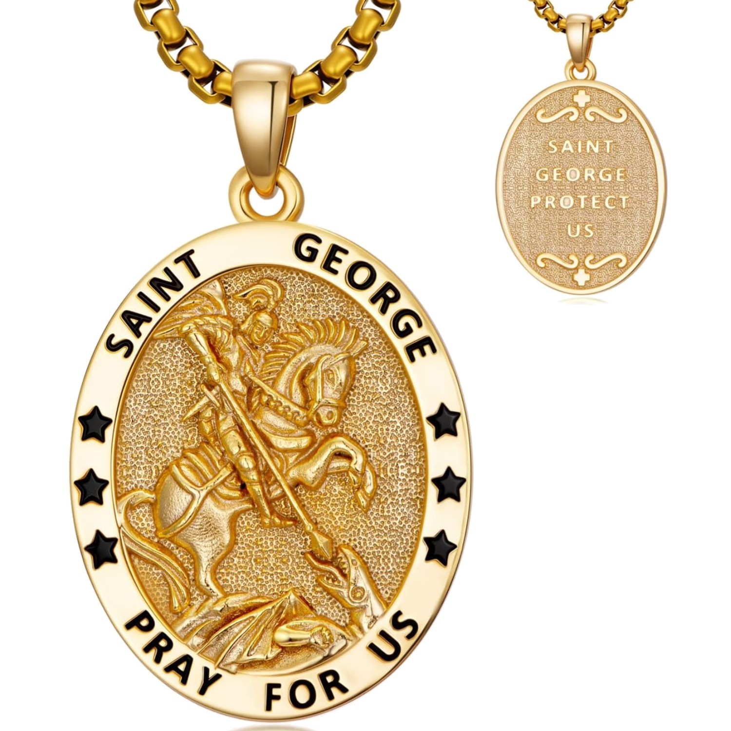 Saint Necklace 925 Sterling Silver Patron Amulet Medal Jewelry for Men Women …