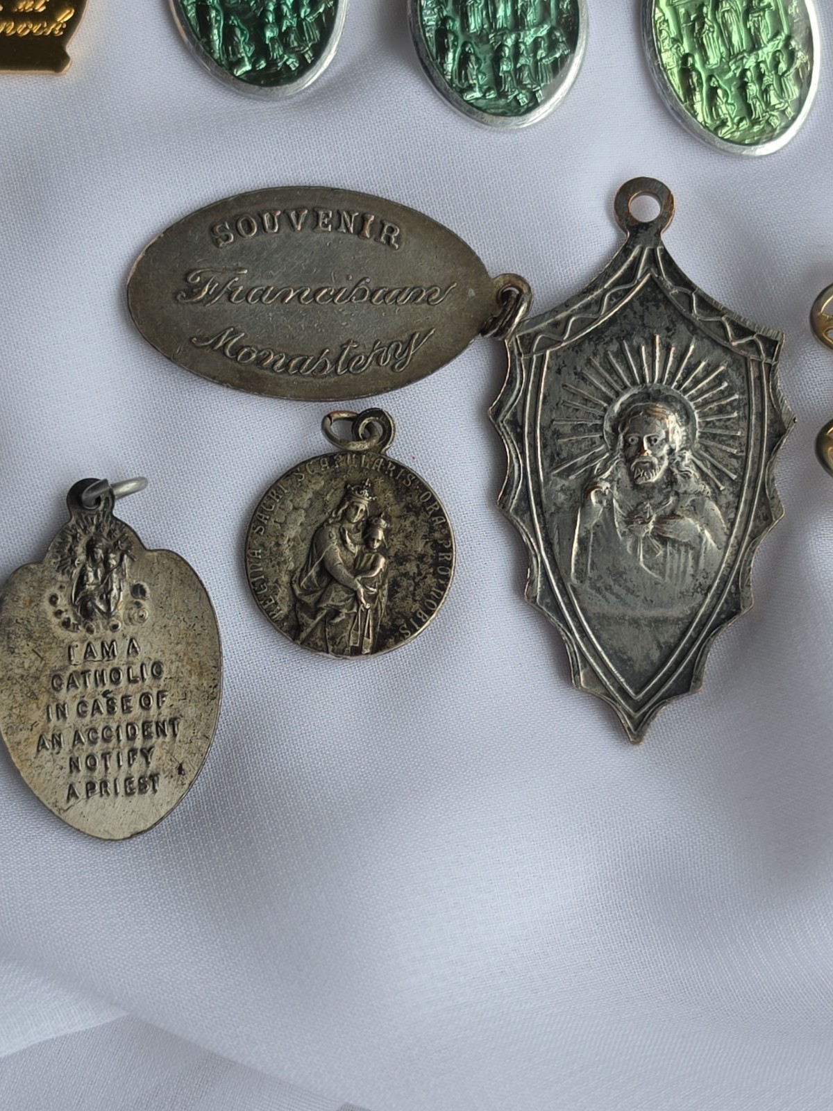 Catholic Religious Medal Lot Of 23, Ring, Brooches