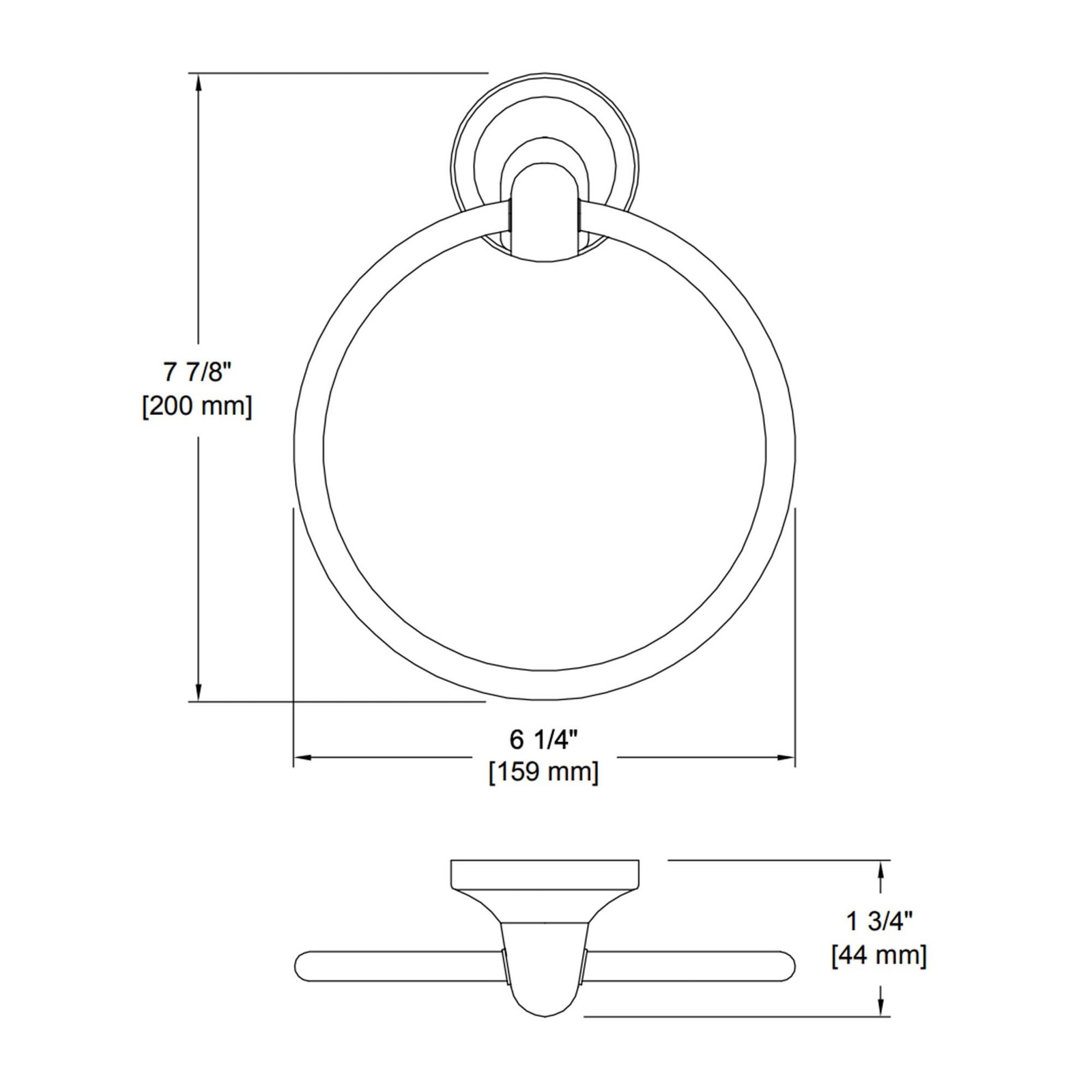 Formosa Design Hardware Classic Round Towel Ring for Bathroom, Zinc Alloy, St…