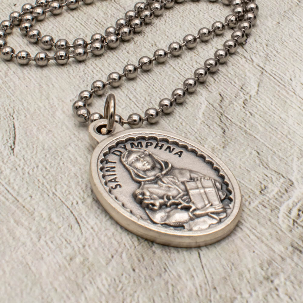 Saint St Dymphna Medal Pendant Necklace Patron Saint Of Stress And Anxiety Italy