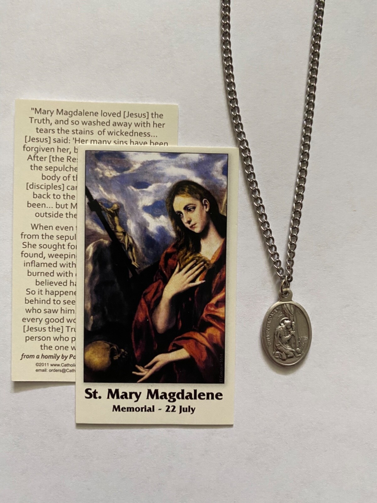 Catholic Saint Mary Magdalene medal St Holy card penitent repentance