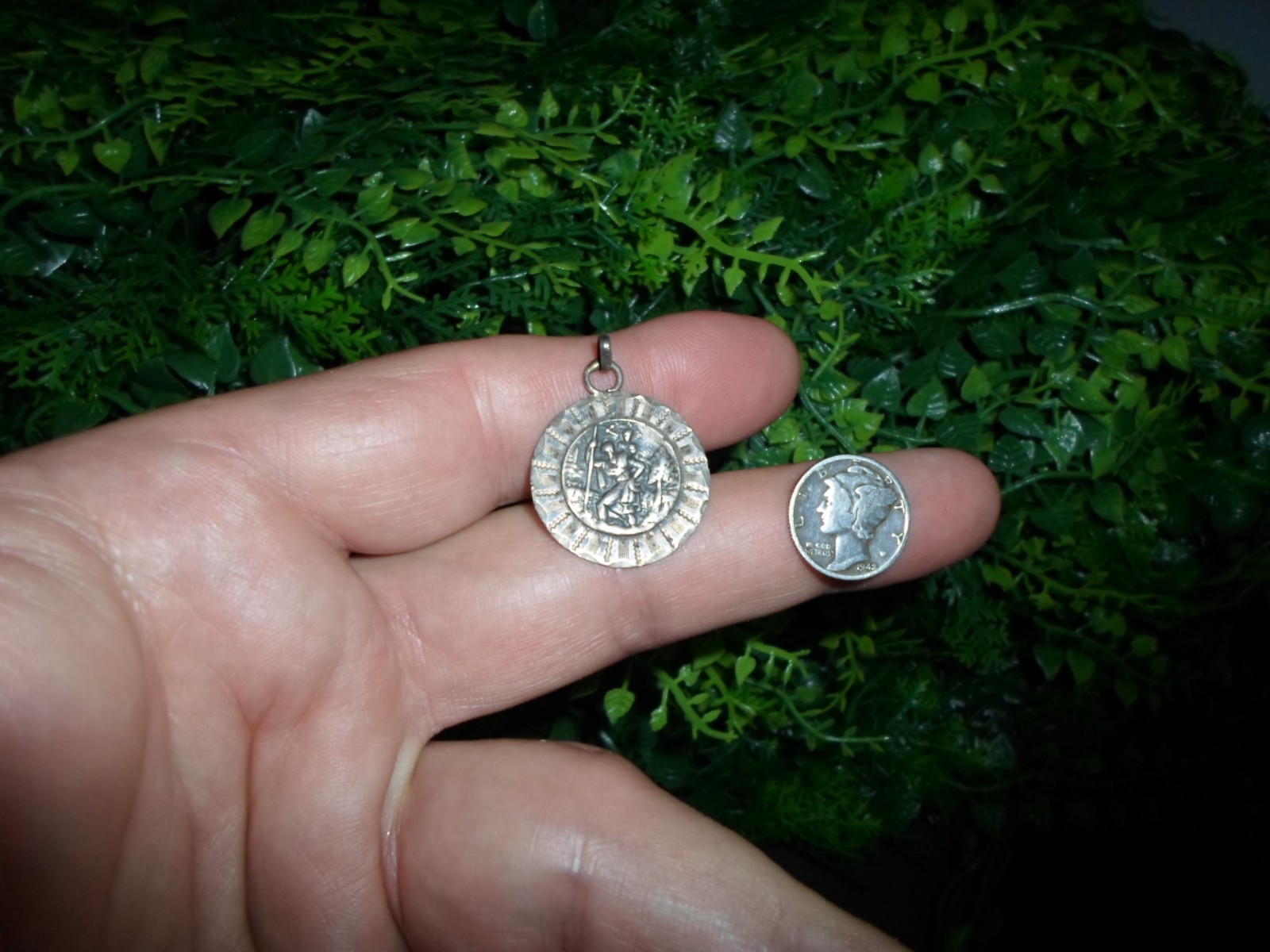 Vintage Sterling silver – ST CHRISTOPHER San Cristobal – pendant MEDAL – MEXICO