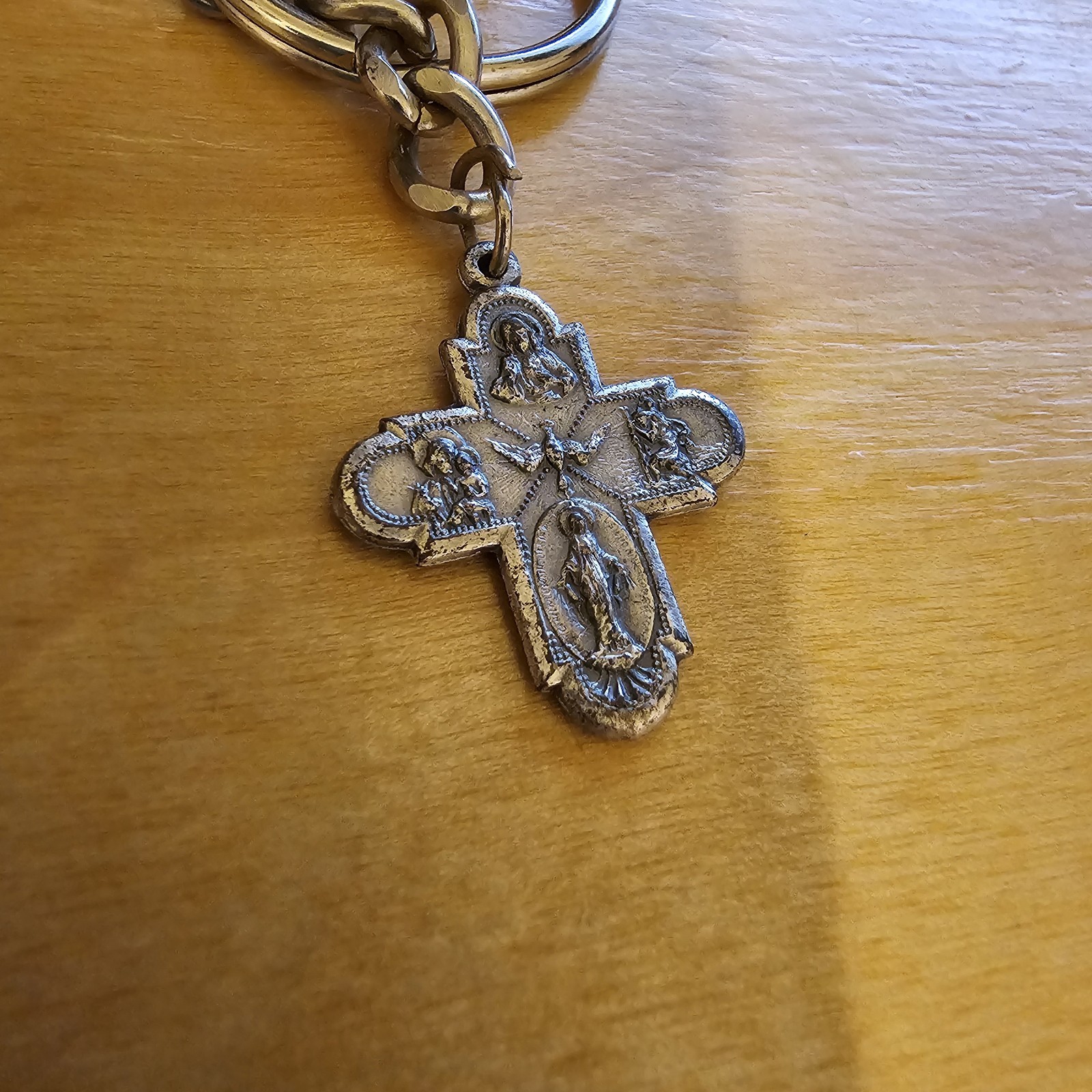 Catholic 5 Way Cross Medal Keychain Key Chain. Made In ITALY.