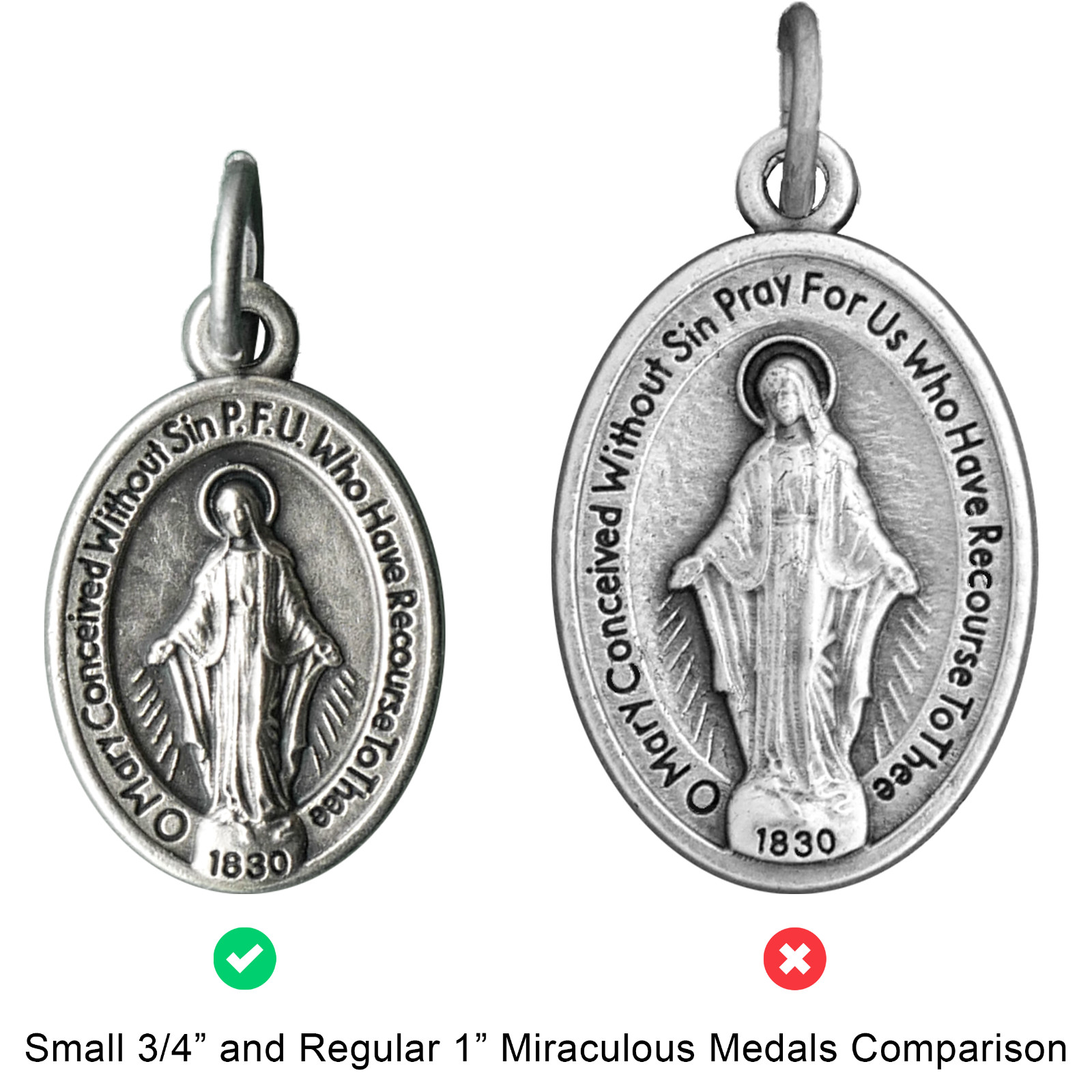100 Small 0.75″ Miraculous Medals Bulk Pack Silver-Plated Made in Italy Catholic