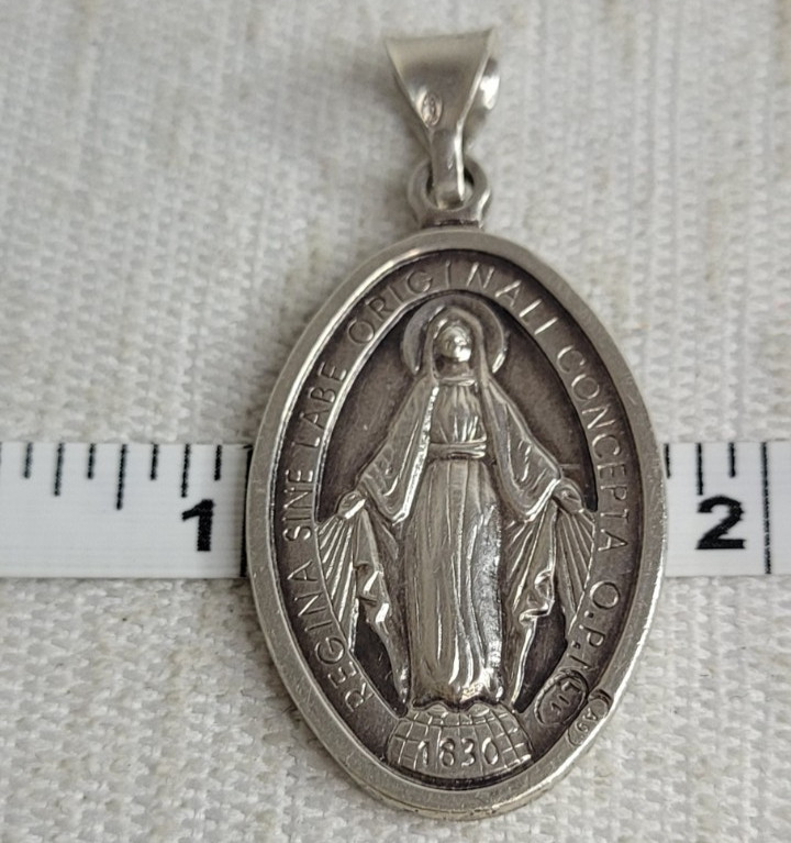 925 Sterling Silver~The Miraculous Medal~100% MADE IN ITALY~7.3 Grams