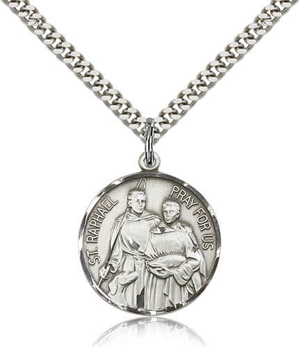 Saint Raphael The Archangel Medal For Men – .925 Sterling Silver Necklace On …
