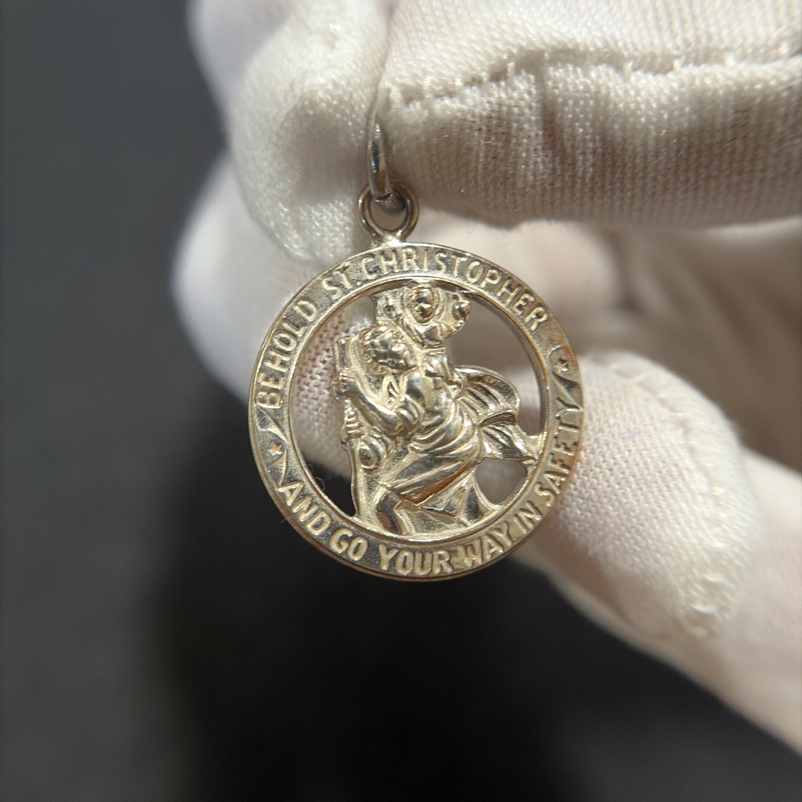 Vintage Sterling Silver Catholic St Christopher Medal Pendant 5.2G