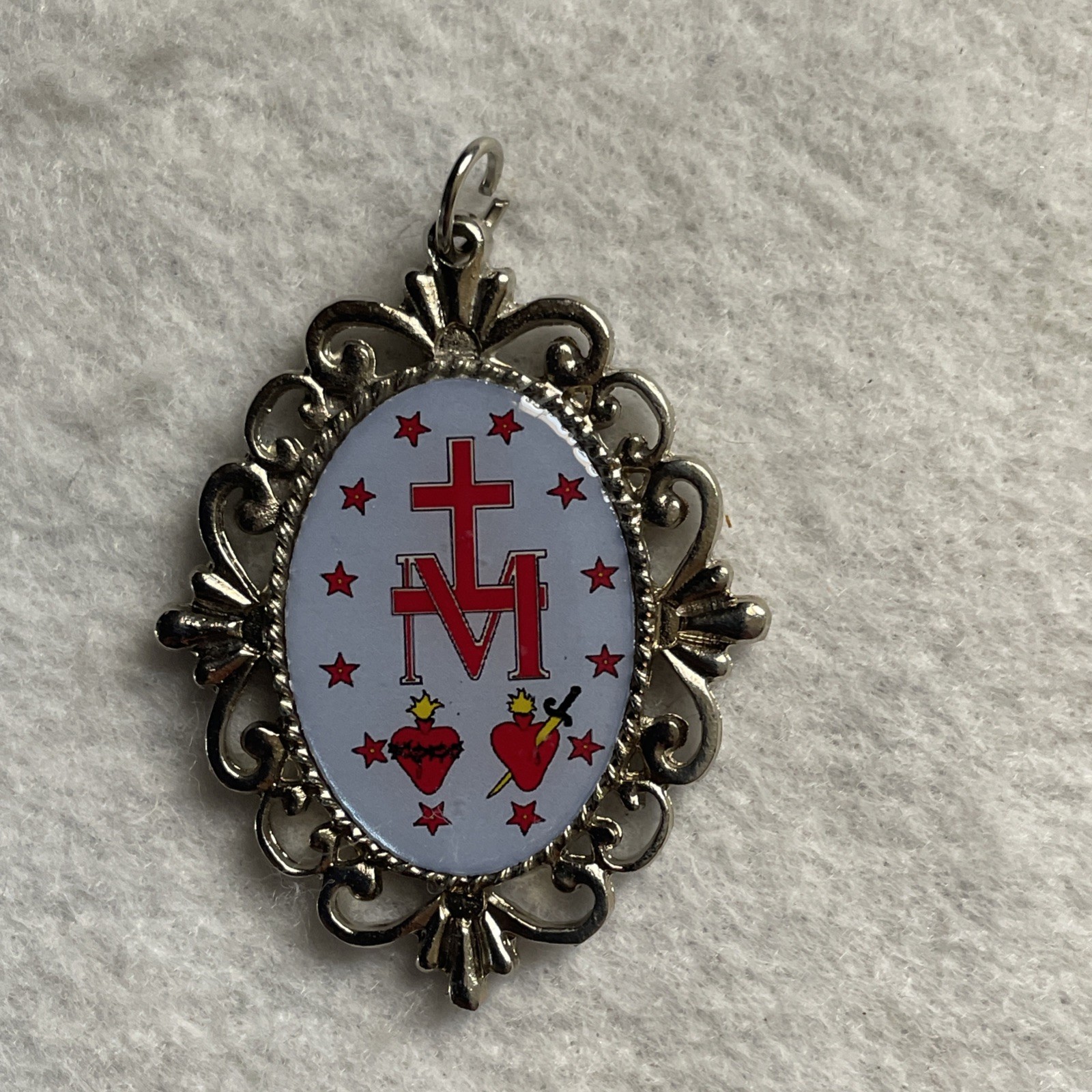 Our Lady Of The Miraculous Medal | Medal Pendant Charm | Silver Tone