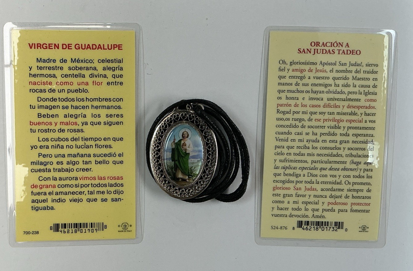 Medal Saint Jude & Virgen Guadalupe And Holy Card, Healing Prayer In Spanish