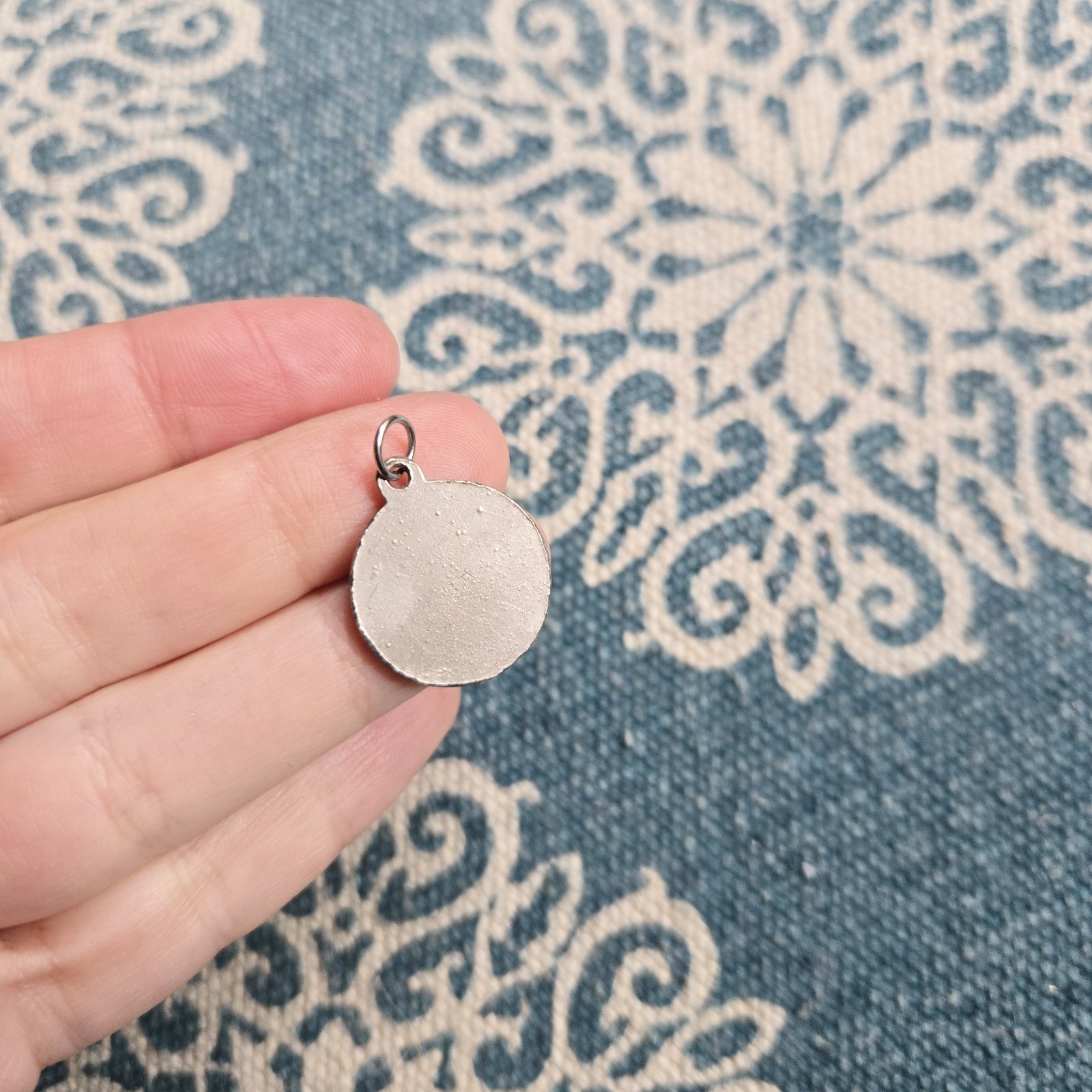 Vintage Silver Grey Angel Medallion Medal Coin Pendant