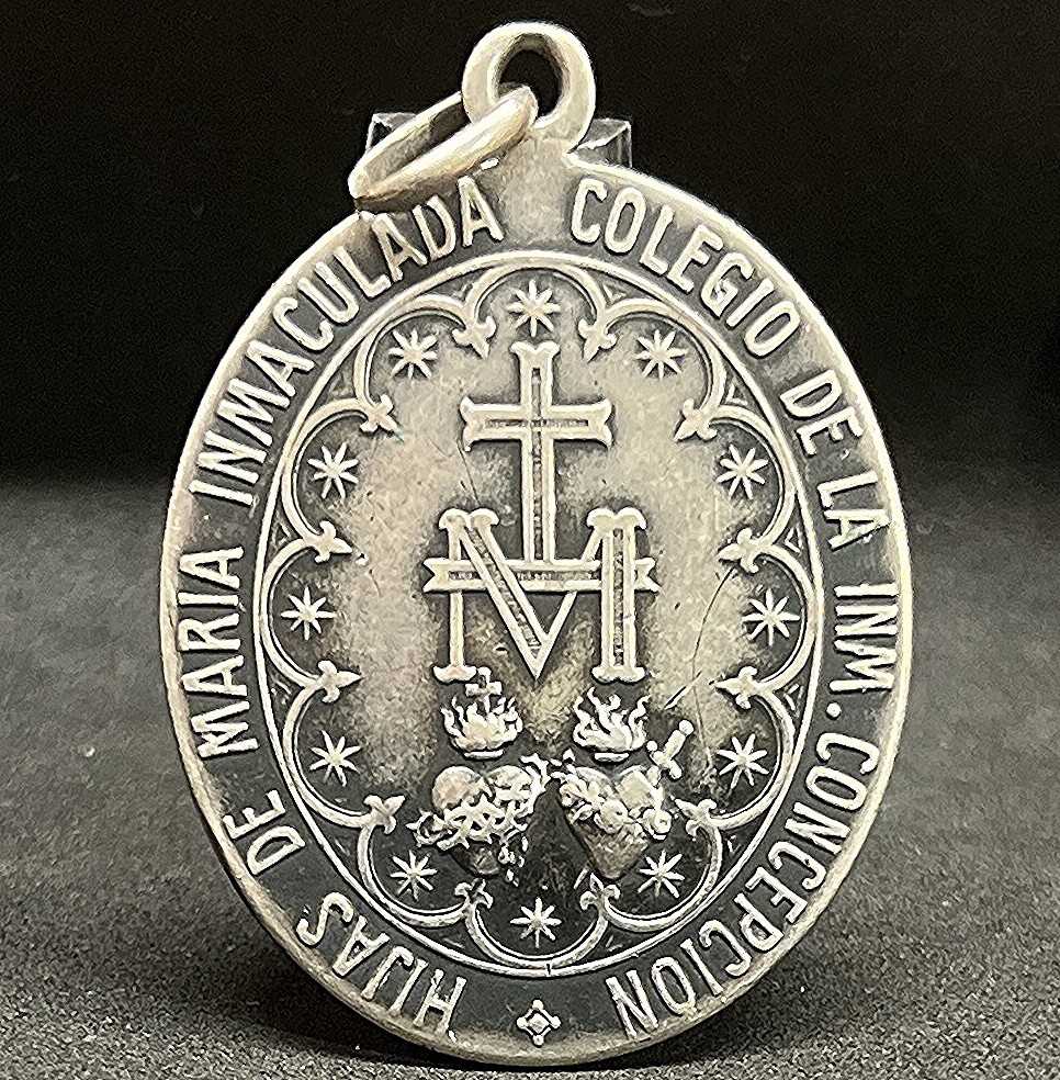 Spain 1900 antique exquisite Miraculous Virgin & Cherubs silver 900 17 grams OMG