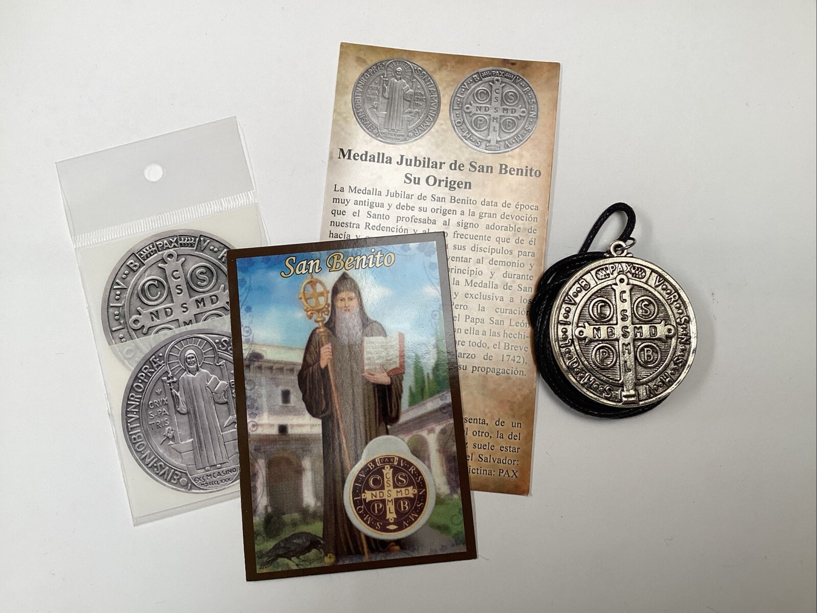 Medal St Benedict 2” Protection Exorcism Prayer Card Medalla San Benito Oración