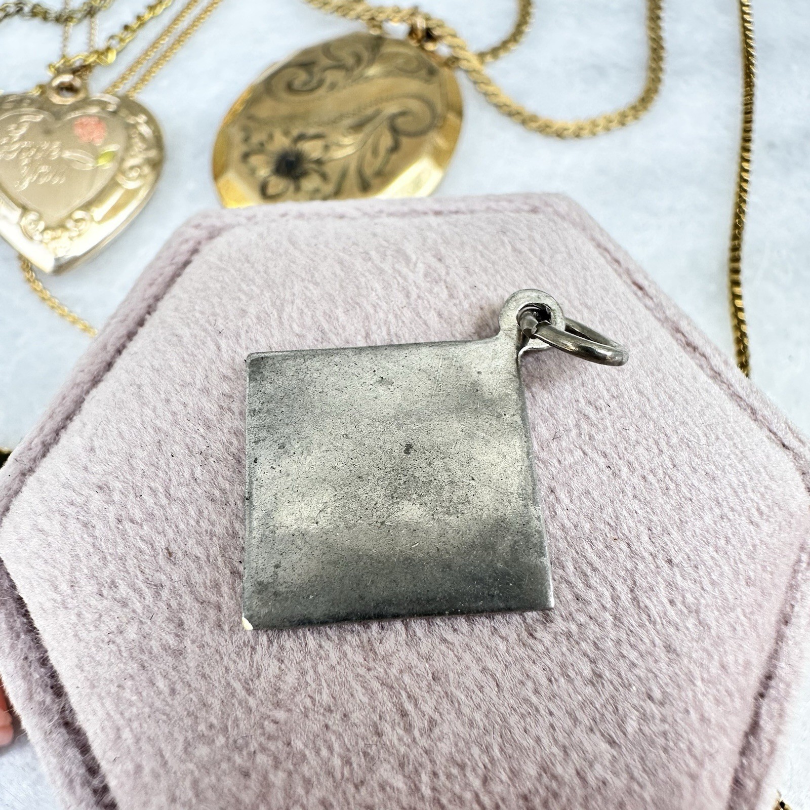 Holy Spirit Five Medal Silver Blue Enamel Pendant 1950s 60s Midcentury Pentecost