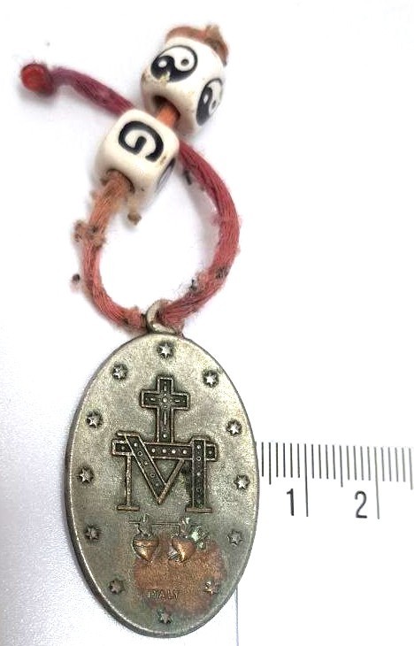 Vintage Miraculous Medal Catholic Blessed Virgin Mary Pendant Silver Tone Italy