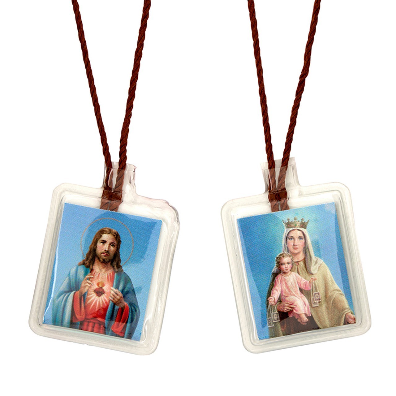 Full Color Laminated Scapular 18″ Cord Mary Jesus FREE SHIPPING