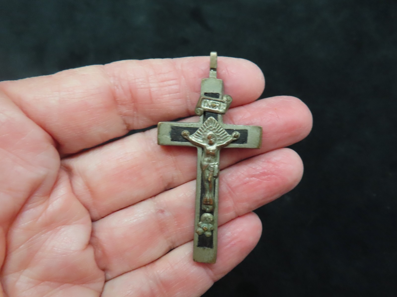 Vintage 1880’s-1900- Golgotha Crucifix Handmade w/Skull & Cross Bones