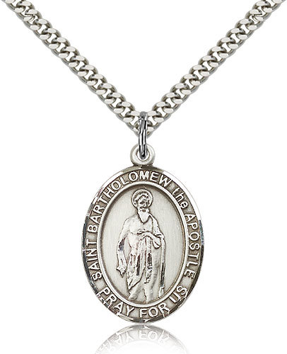 Saint Bartholomew The Apostle Medal For Men – .925 Sterling Silver Necklace O…