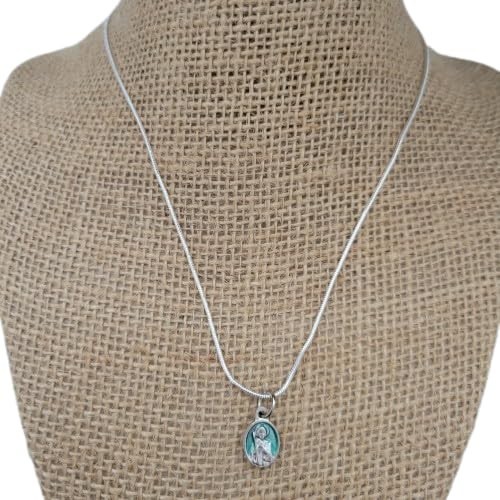 Saint Jude Medal Necklace, Sterling Silver Plated + Spanish Prayer Card St. Jude