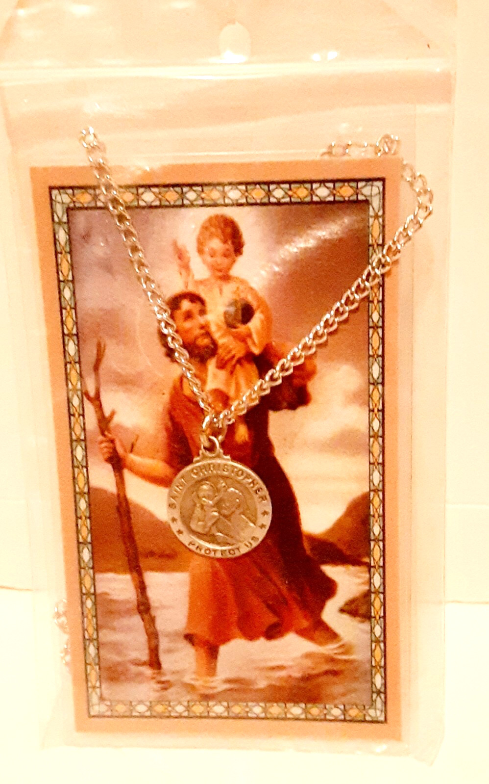 St. Christopher Hockey Medal Necklace with a FREE Prayer Card San Cristobal