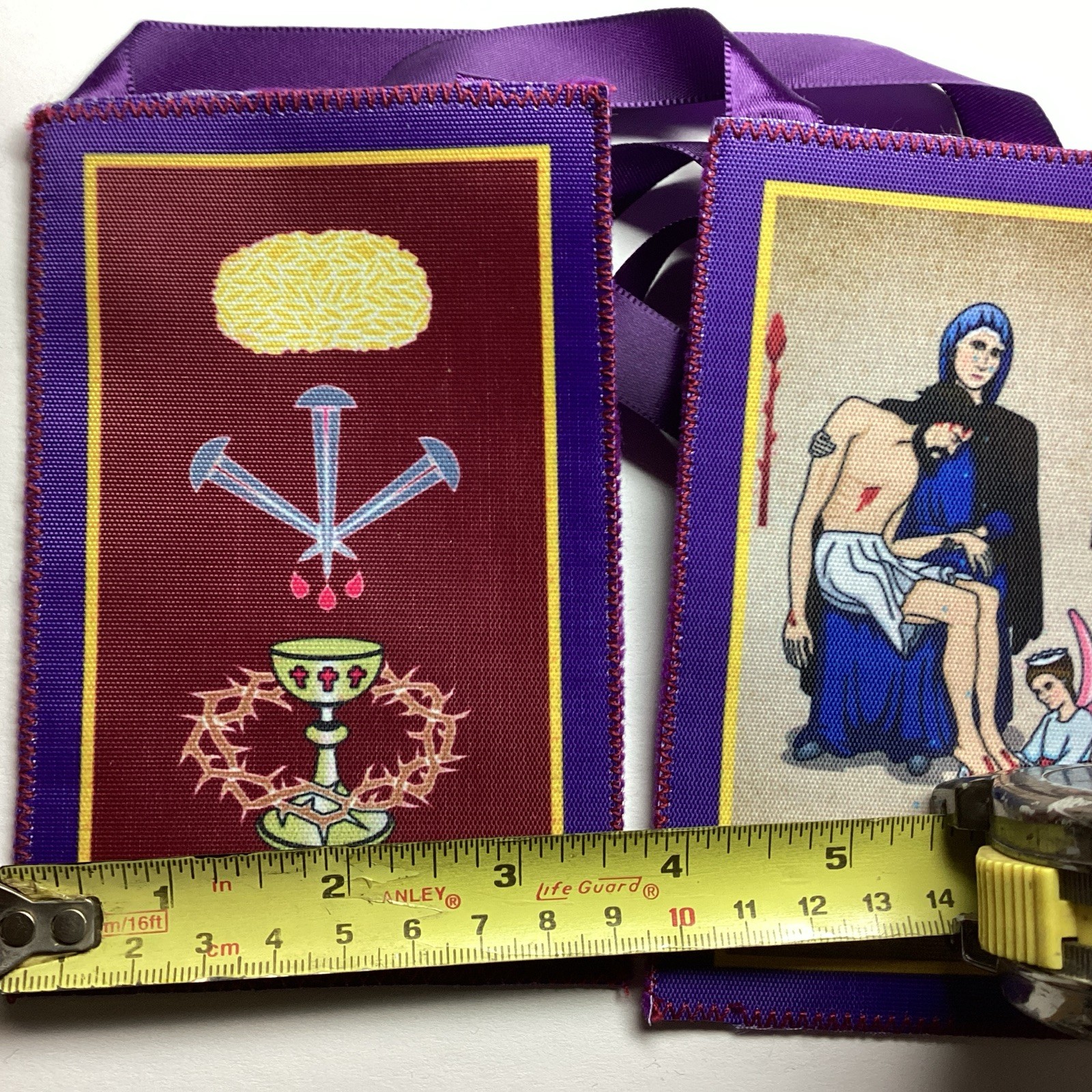 Scapulars Catholic,Purple Scapular and Holy Cards In Spanish Protection, Favors