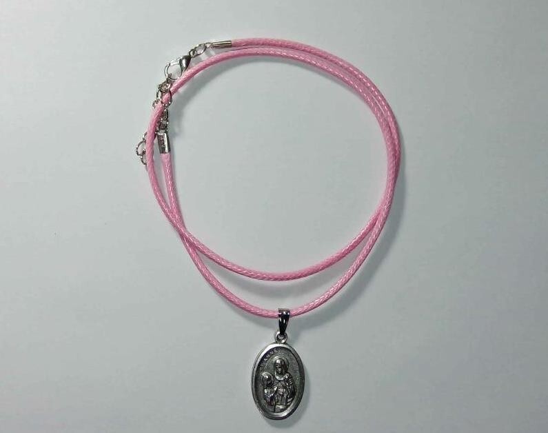 Lovely Pink Necklace, Quality St. Anne & Mary Holy Medal, Gift for a Sweet Girl