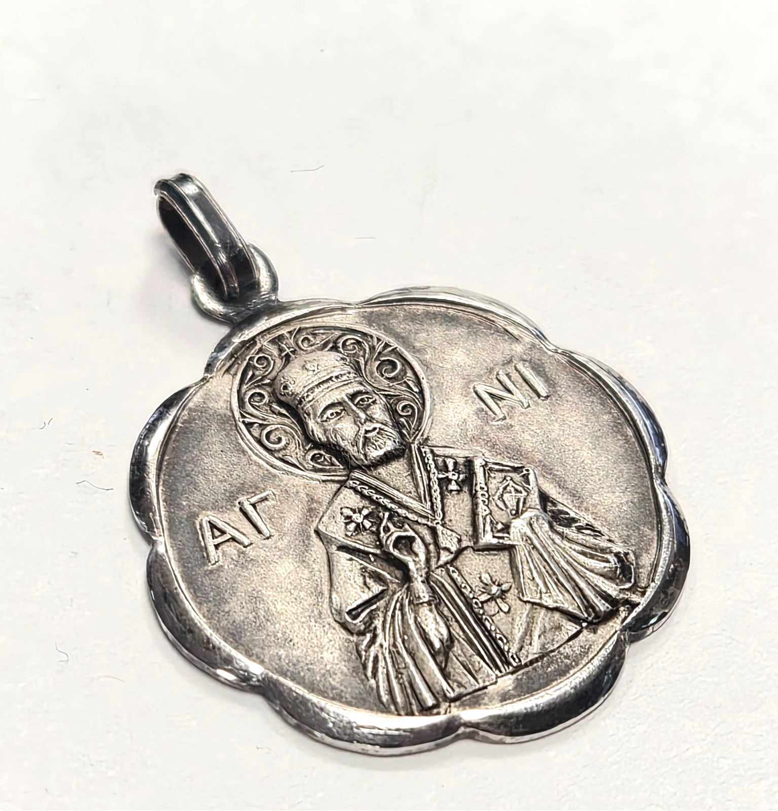 Antique Catholic 900 Sterling Silver Saint Joseph Medal / Pendant