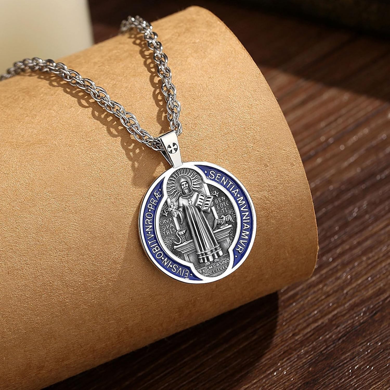 925 Sterling Silver St Benedict Necklace Medalla de San Benito Pendant Men Women