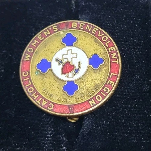 Vintage Catholic Womens Benevolent Legion Fraternal Insurance Enamel Pin