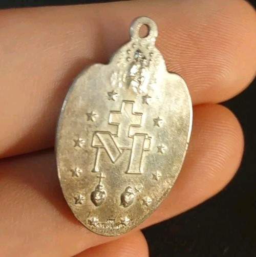 6.3 Grams Vintage Saint Mary & Jesus HMH Medal Sterling Silver 925 Charm
