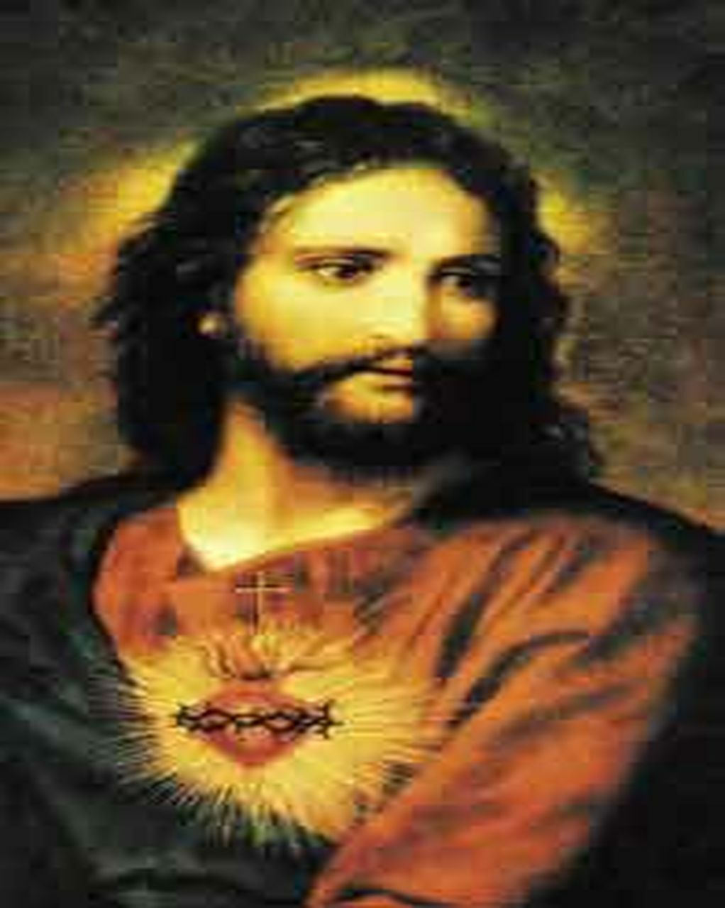 Sacred Heart of Jesus Medal Italy Pendant Necklace 24″ Stainless Ball Chain
