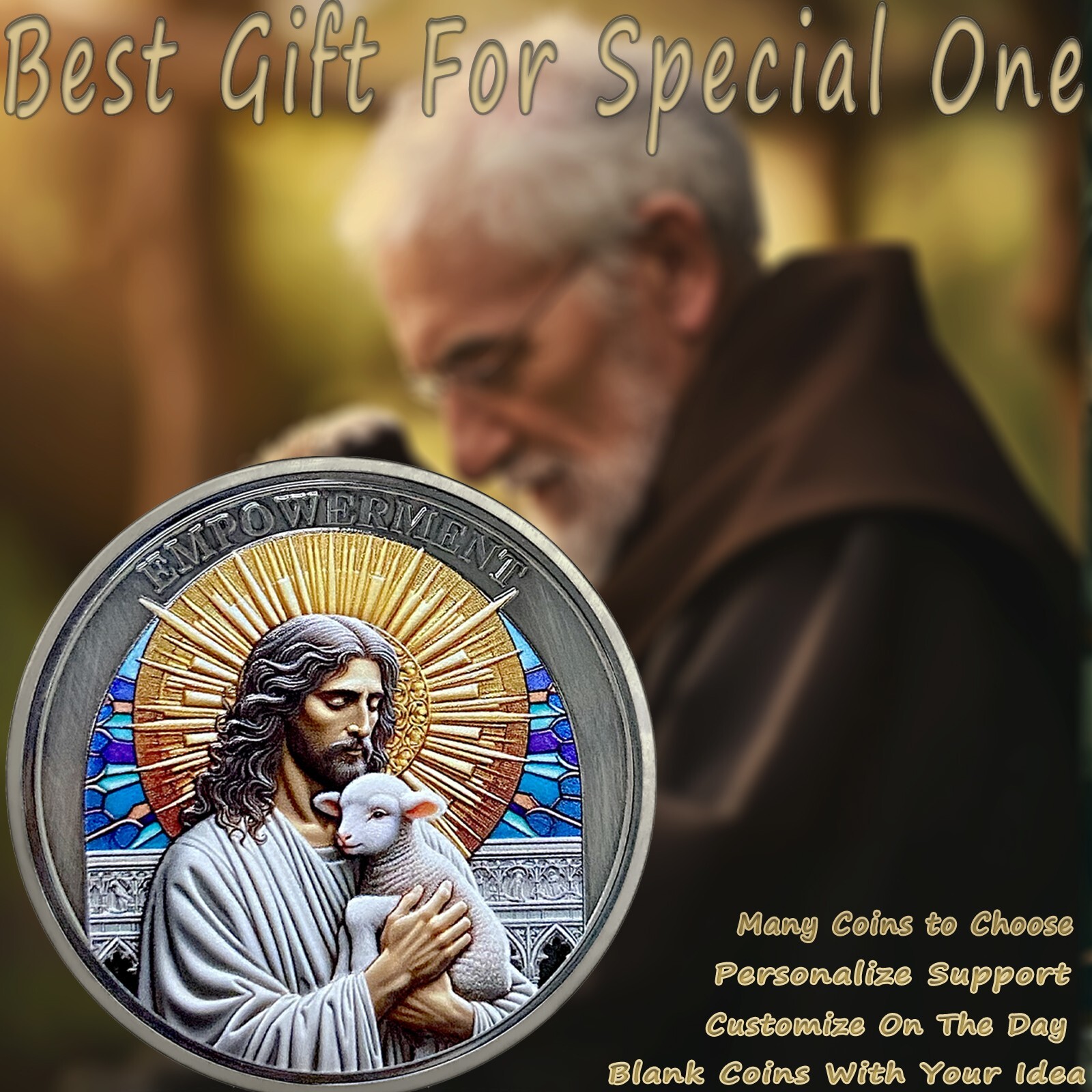 3D Christian Jesus Prayer Coin Psalm 46:1 Bible Verse Religious Faith Token Gift