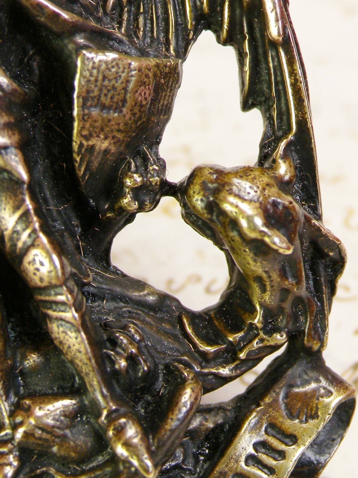 Cardinals Antique Catholic St. Michael Archangel Abbey Pilgrimage Bronze Pendant
