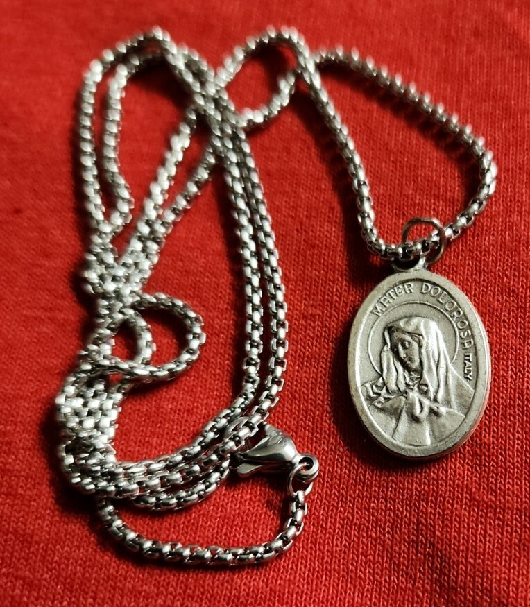 CHRISTIAN CATHOLIC Medal &24 inches chain made in Italy