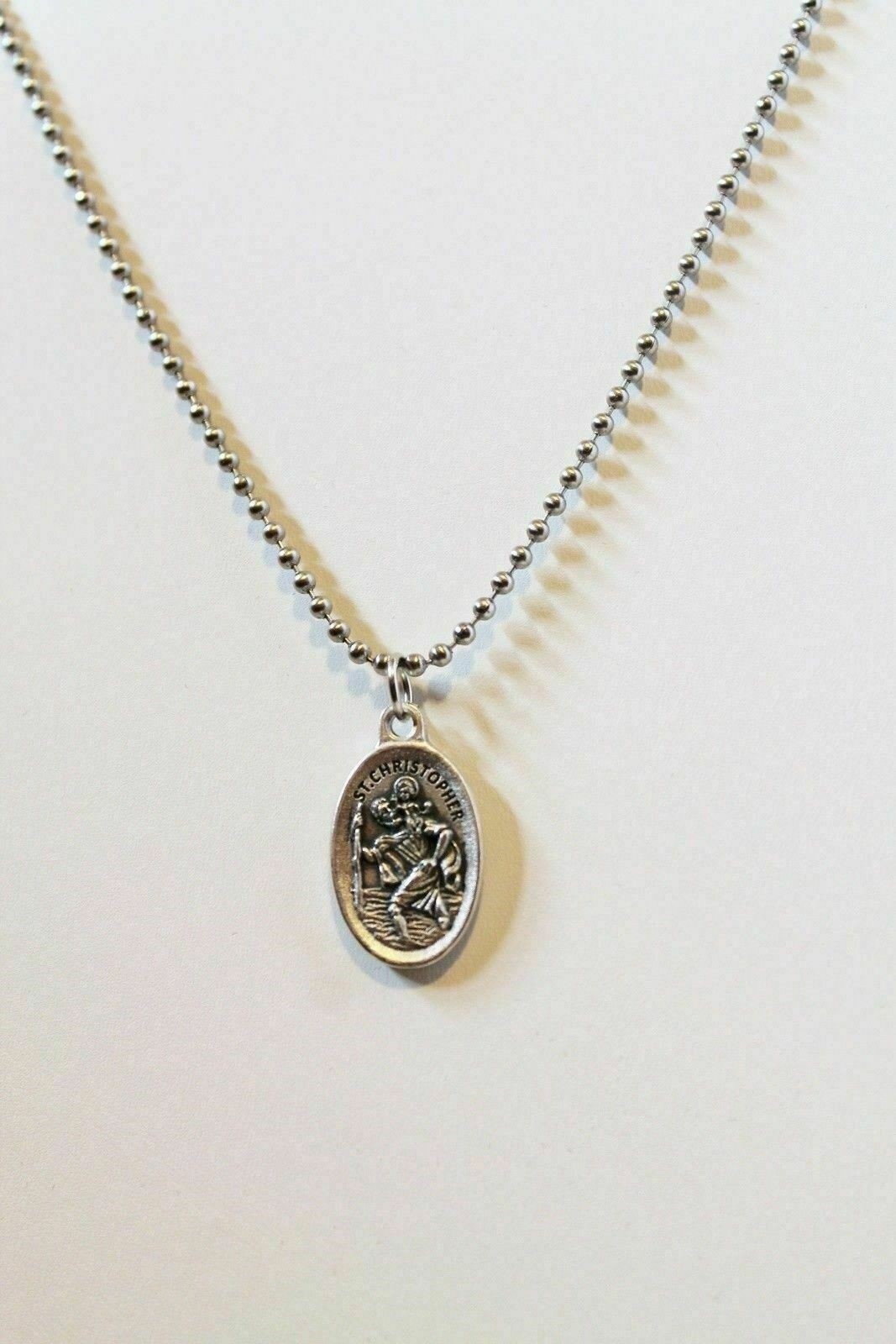 St. Michael & St Christopher 1″ Italian Medal Double Sided w Ball Chain Necklace