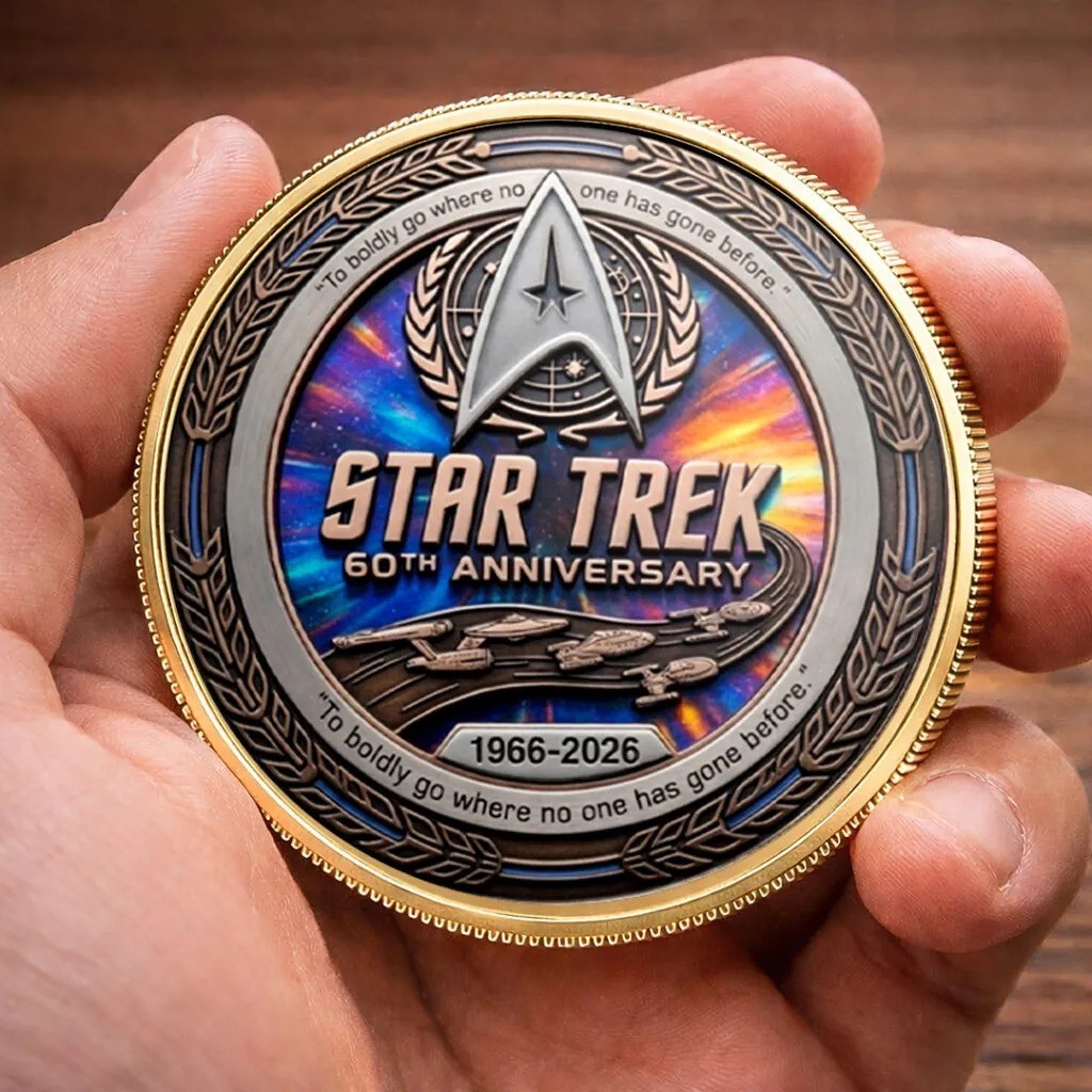 Star Trek 60th Anniversary Coin USS Enterprise Warp Speed 1966-2026 Best Gift