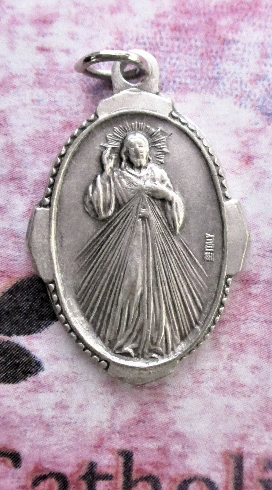 Divine Mercy – Jesus , I Trust in You – Ox Silver Tone Italian 1″ Medal OX41DME