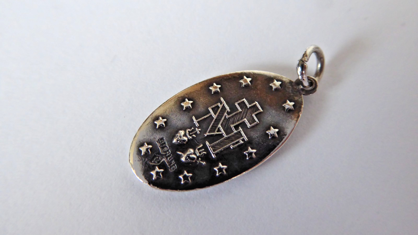 Vintage Chapel Solid Sterling Silver Miraculous Medal Pendant Virgin Mary 1830